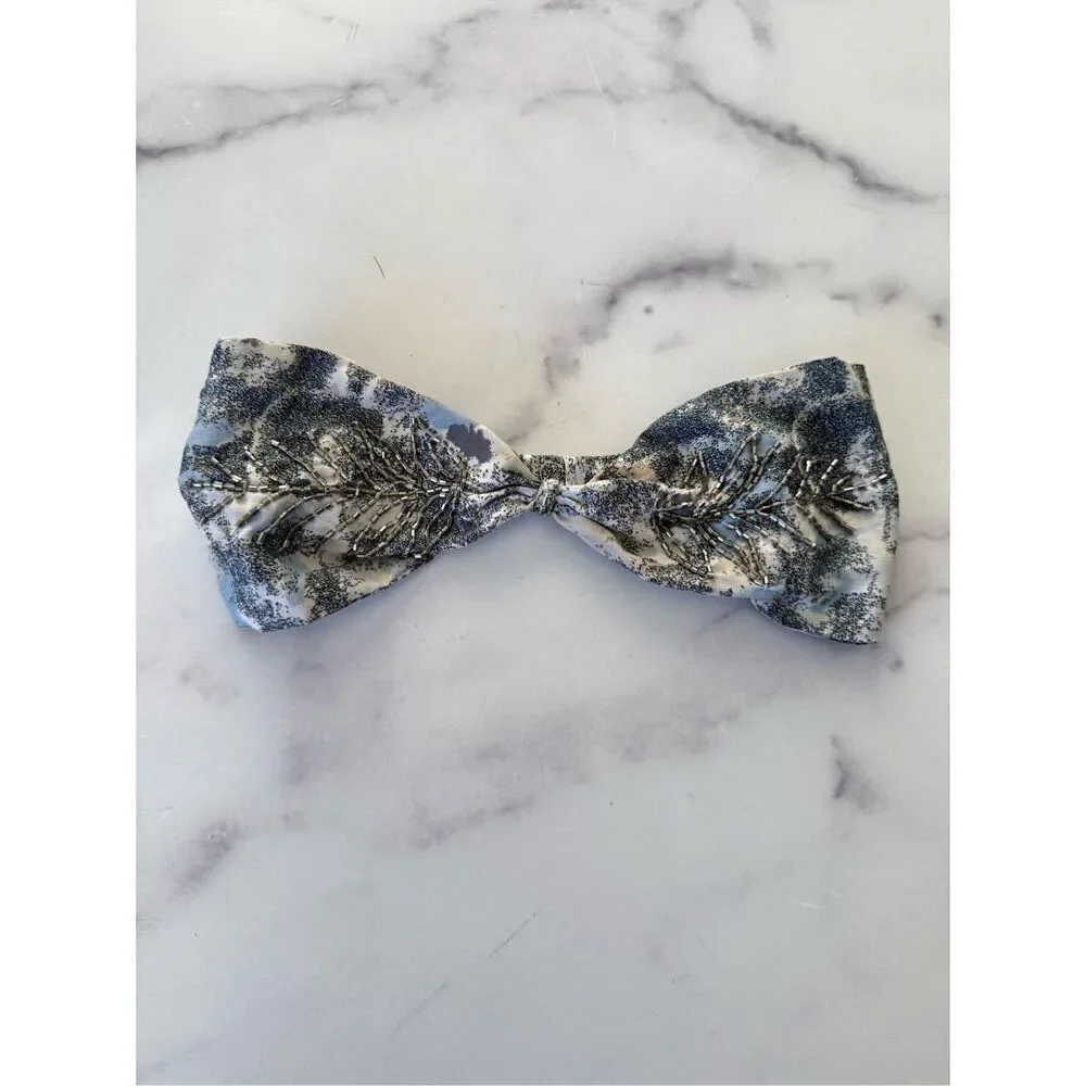 Women’s steel stormy blue metallic beaded head band stretchy